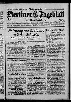 Berliner Tageblatt und Handels-Zeitung vom 31.10.1931