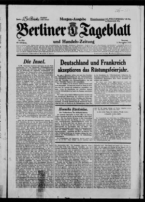 Berliner Tageblatt und Handels-Zeitung vom 01.11.1931