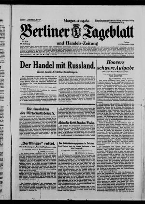 Berliner Tageblatt und Handels-Zeitung vom 13.11.1931