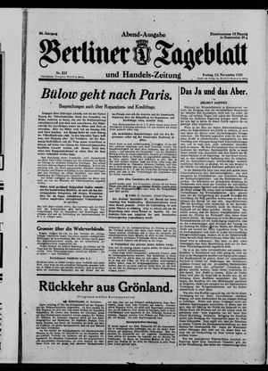 Berliner Tageblatt und Handels-Zeitung vom 13.11.1931