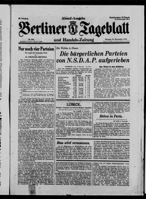 Berliner Tageblatt und Handels-Zeitung vom 16.11.1931