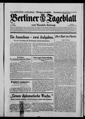 Berliner Tageblatt und Handels-Zeitung vom 17.11.1931