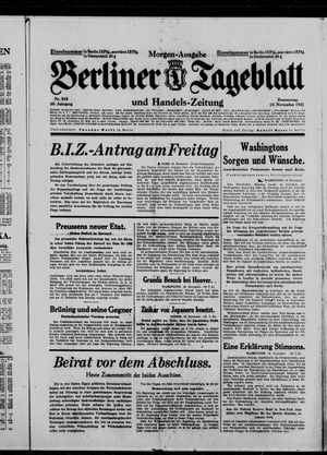 Berliner Tageblatt und Handels-Zeitung vom 19.11.1931