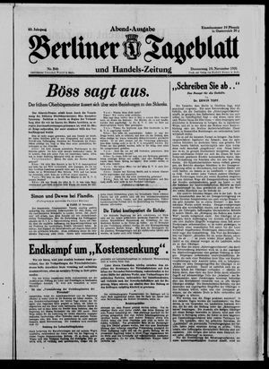 Berliner Tageblatt und Handels-Zeitung vom 19.11.1931