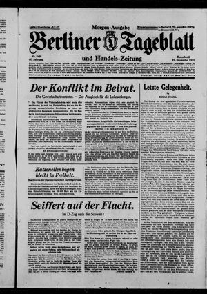 Berliner Tageblatt und Handels-Zeitung vom 21.11.1931