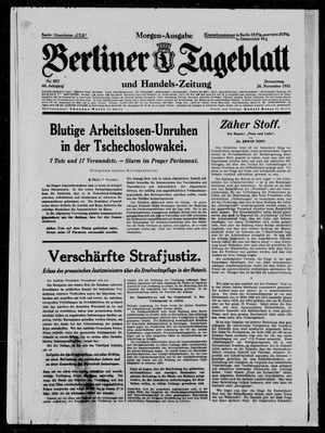 Berliner Tageblatt und Handels-Zeitung vom 26.11.1931
