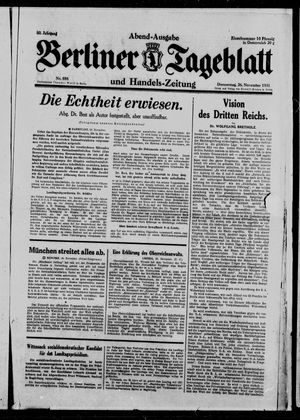 Berliner Tageblatt und Handels-Zeitung vom 26.11.1931