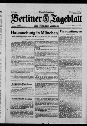 Berliner Tageblatt und Handels-Zeitung vom 28.11.1931