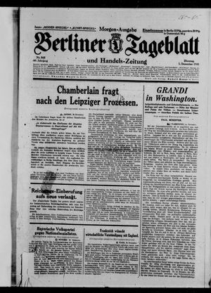 Berliner Tageblatt und Handels-Zeitung on Dec 1, 1931