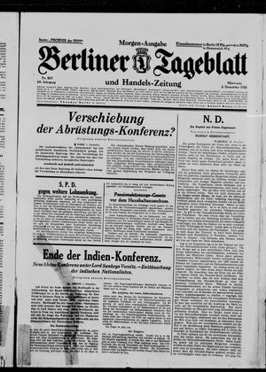 Berliner Tageblatt und Handels-Zeitung vom 02.12.1931