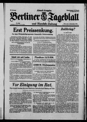 Berliner Tageblatt und Handels-Zeitung vom 02.12.1931