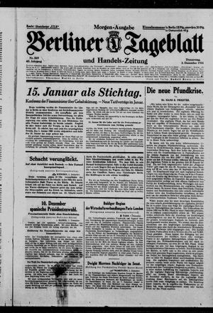 Berliner Tageblatt und Handels-Zeitung on Dec 3, 1931