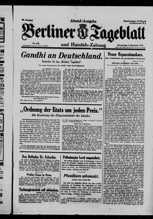 Berliner Tageblatt und Handels-Zeitung vom 03.12.1931