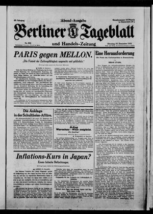 Berliner Tageblatt und Handels-Zeitung on Dec 15, 1931