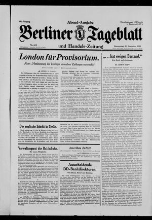 Berliner Tageblatt und Handels-Zeitung vom 31.12.1931