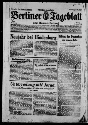 Berliner Tageblatt und Handels-Zeitung vom 01.01.1932