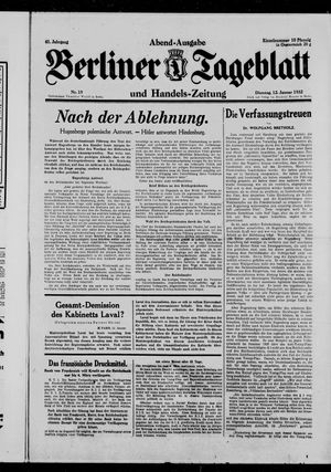 Berliner Tageblatt und Handels-Zeitung vom 12.01.1932