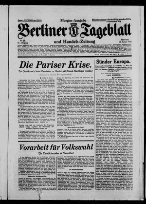 Berliner Tageblatt und Handels-Zeitung vom 13.01.1932