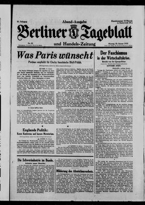 Berliner Tageblatt und Handels-Zeitung vom 18.01.1932