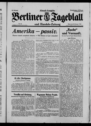 Berliner Tageblatt und Handels-Zeitung vom 20.01.1932