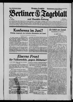 Berliner Tageblatt und Handels-Zeitung vom 26.01.1932