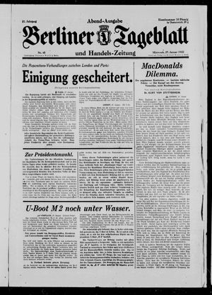 Berliner Tageblatt und Handels-Zeitung vom 27.01.1932