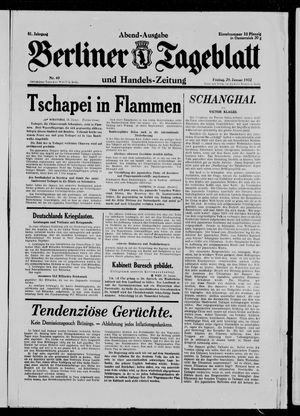 Berliner Tageblatt und Handels-Zeitung vom 29.01.1932