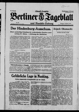 Berliner Tageblatt und Handels-Zeitung vom 01.02.1932