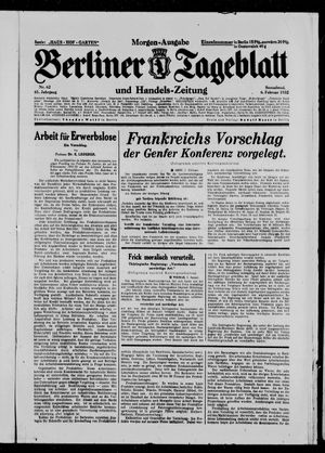 Berliner Tageblatt und Handels-Zeitung vom 06.02.1932