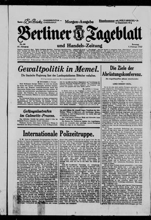 Berliner Tageblatt und Handels-Zeitung vom 07.02.1932