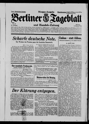Berliner Tageblatt und Handels-Zeitung vom 09.02.1932