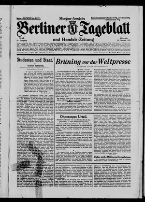 Berliner Tageblatt und Handels-Zeitung vom 10.02.1932