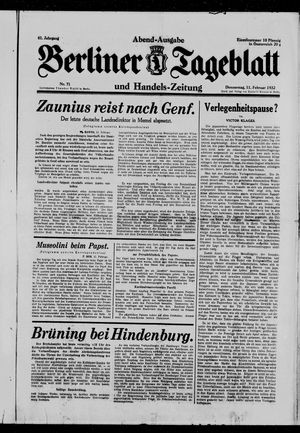 Berliner Tageblatt und Handels-Zeitung vom 11.02.1932