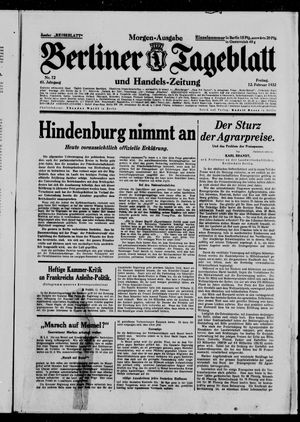Berliner Tageblatt und Handels-Zeitung vom 12.02.1932
