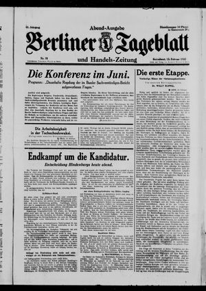 Berliner Tageblatt und Handels-Zeitung on Feb 13, 1932