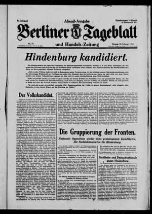 Berliner Tageblatt und Handels-Zeitung vom 15.02.1932