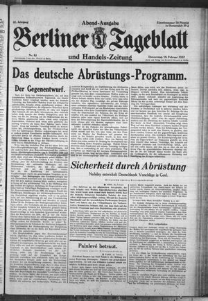 Berliner Tageblatt und Handels-Zeitung vom 18.02.1932