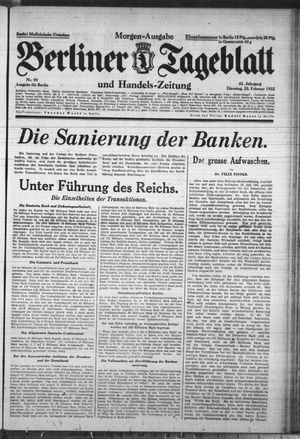 Berliner Tageblatt und Handels-Zeitung vom 23.02.1932