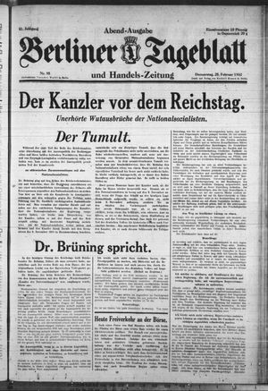 Berliner Tageblatt und Handels-Zeitung vom 25.02.1932