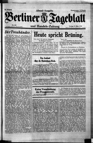 Berliner Tageblatt und Handels-Zeitung vom 11.03.1932