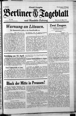Berliner Tageblatt und Handels-Zeitung vom 16.03.1932