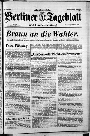 Berliner Tageblatt und Handels-Zeitung vom 17.03.1932