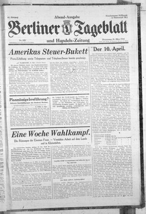 Berliner Tageblatt und Handels-Zeitung vom 31.03.1932