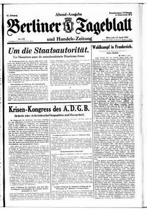 Berliner Tageblatt und Handels-Zeitung vom 13.04.1932