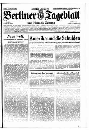 Berliner Tageblatt und Handels-Zeitung vom 15.04.1932