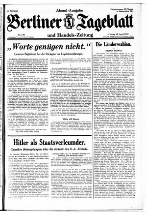 Berliner Tageblatt und Handels-Zeitung vom 15.04.1932