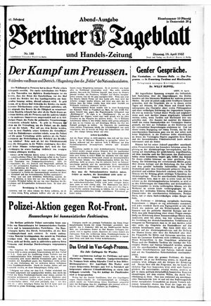 Berliner Tageblatt und Handels-Zeitung vom 19.04.1932