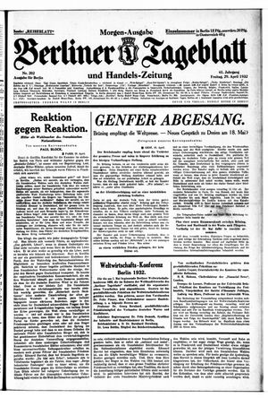 Berliner Tageblatt und Handels-Zeitung vom 29.04.1932