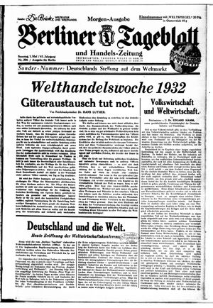 Berliner Tageblatt und Handels-Zeitung on May 1, 1932
