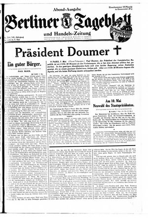 Berliner Tageblatt und Handels-Zeitung vom 07.05.1932